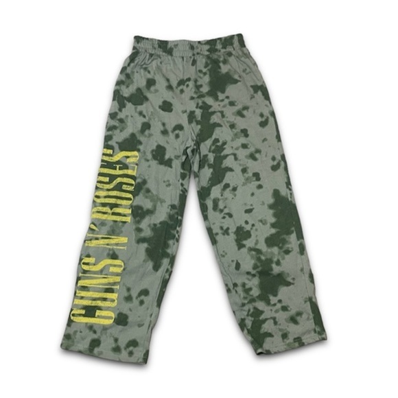 NWT Guns N Roses Sweatpants Green Tie Dye Print New Elastic Waist Rock Band Y2K - Picture 4 of 17